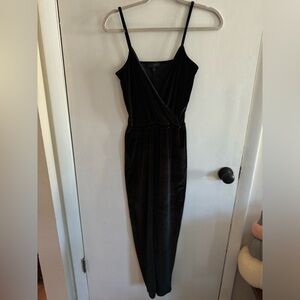 Topshop Black Suede Jumpsuit